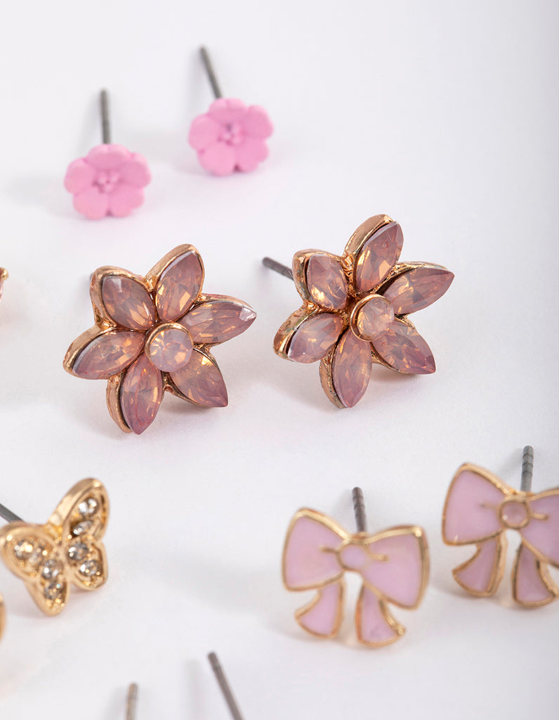 Pink bow store earrings