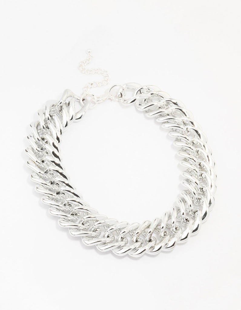 Rhodium Chunky Mixed Chain Necklace - Lovisa