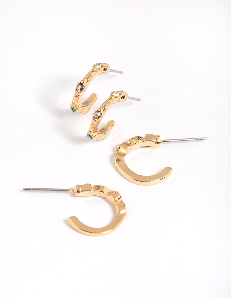 Gold Vintage Huggie Hoop Earring Pack - Lovisa