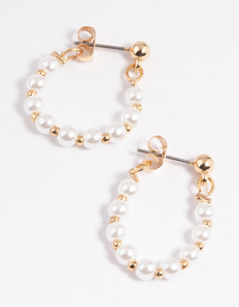 Gold Pearl Hoop Earrings - Lovisa