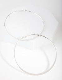 Silver Flat Edge 7cm Hoop Earrings - link has visual effect only