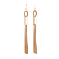 Gold Herringbone Chain Tassel Earrings - link has visual effect only