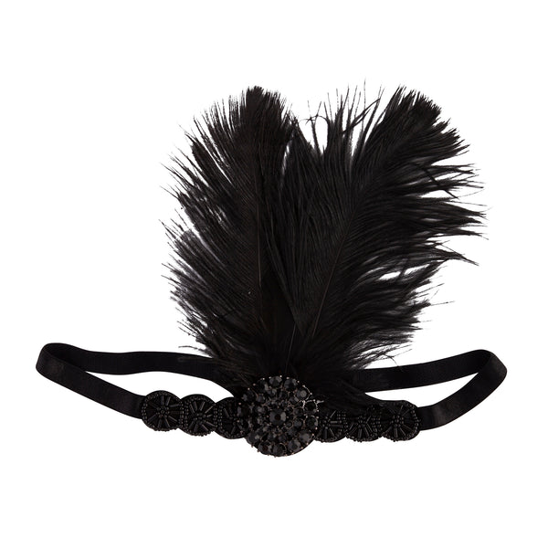 Black Gunmetal Feather 20's Headband