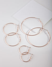 Rose Gold Polished Hoop Earring Pack - link has visual effect only