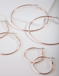 Rose Gold Polished Hoop Earring Pack - link has visual effect only