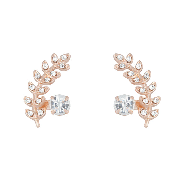 Rose Gold Greek Leaf Jacket Stud Earrings