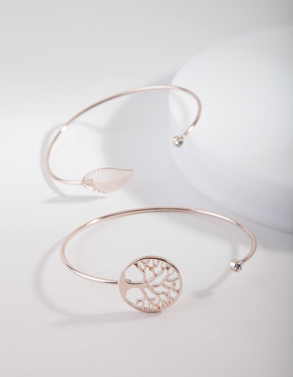 Rose Gold Tree Of Life Bangle Pack