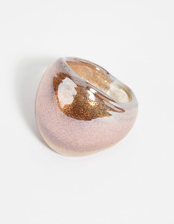 Bronze Glitter Dome Ring