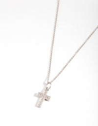 Sterling Silver Diamante Cross Pendant Necklace - Lovisa