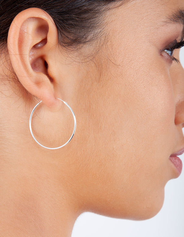 Sterling Silver Fine 3cm Hoop Earrings