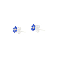 Sterling Silver Blue Diamante Flower Stud - link has visual effect only