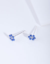 Sterling Silver Blue Diamante Flower Stud - link has visual effect only