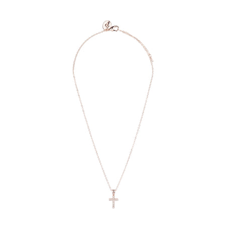 Fine Rose Gold Diamante Cross Necklace - Lovisa