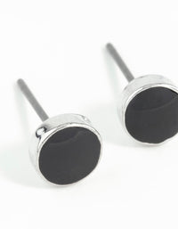 Silver Black Disc Earrings - link has visual effect only