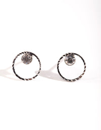 Silver Mini Circle Dia Stud Earrings - link has visual effect only