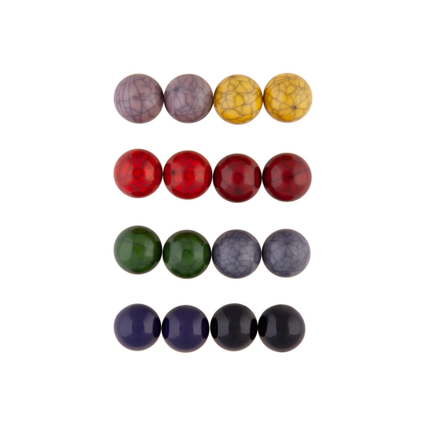 Multicoloured Cracked Ball Stud Earring Pack