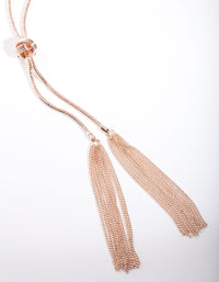 Rose Gold Lariat Knot & Tassel Necklace - link has visual effect only