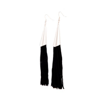 Rose Gold Cap Black Tassel Earrings - link has visual effect only