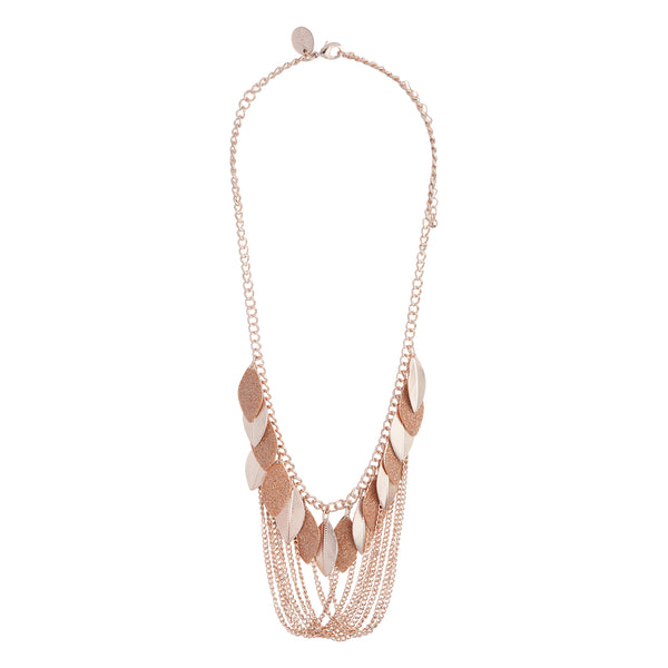 Rose Gold Leaf Chain Drape Necklace