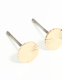 Gold Textured Wheel Stud Earrings - link has visual effect only