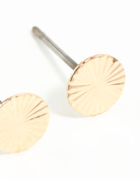 Gold Textured Wheel Stud Earrings - link has visual effect only