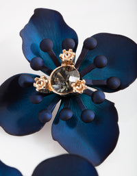 Navy Matte Coated Orchid Stud Earrings - link has visual effect only