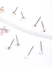 Rose Gold Delicate Stud Earring 5-Pack - link has visual effect only