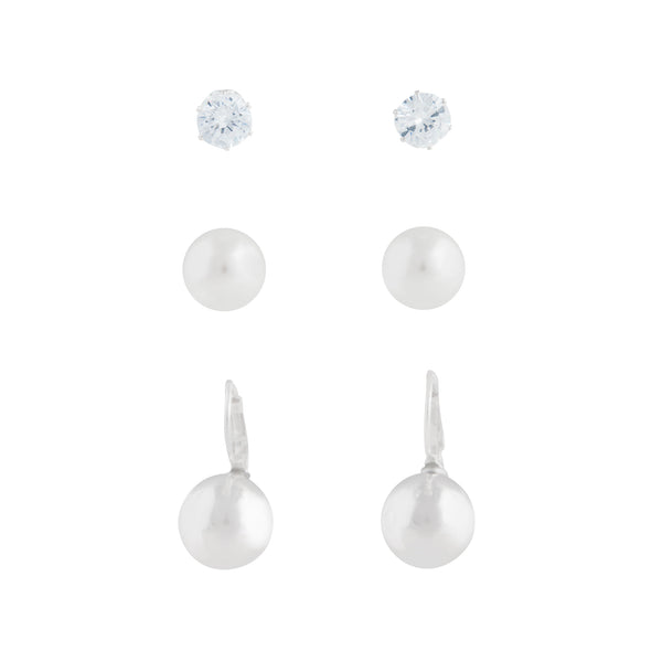 Cubic Zirconia Pearlised Bead Earring Pack