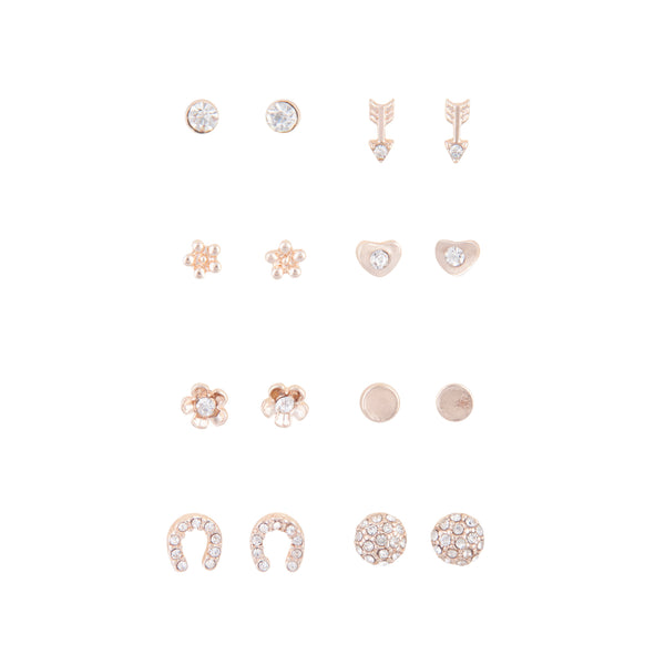 Rose Gold Little Stud Earring 8-Pack