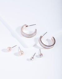 Rose Gold Glitter Hoop Earring Pack - link has visual effect only