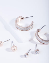 Rose Gold Glitter Hoop Earring Pack - link has visual effect only