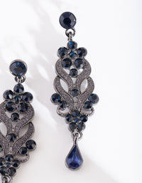 Gunmetal Blue Crystal Swirl Earrings - link has visual effect only