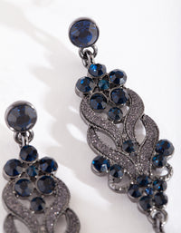 Gunmetal Blue Crystal Swirl Earrings - link has visual effect only