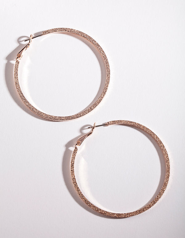 Rose Gold Sandblast Hoop Earrings