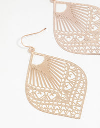 Rose Gold Heart Stamp Drop Earrings - link has visual effect only