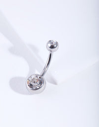 Silver Double Diamante Belly Bar - link has visual effect only