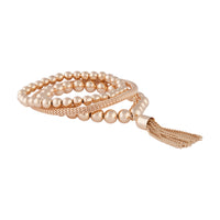 Gold Facet Bead Mesh Bracelet Set - link has visual effect only