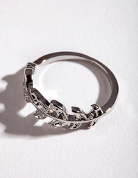 Silver Leaf Band Ring - link has visual effect only