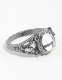 Gunmetal Vintage Stone Ring - link has visual effect only