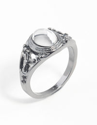 Gunmetal Vintage Stone Ring - link has visual effect only