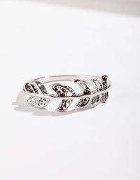 Silver Leaf Band Ring - link has visual effect only