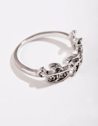 Silver Leaf Band Ring - link has visual effect only