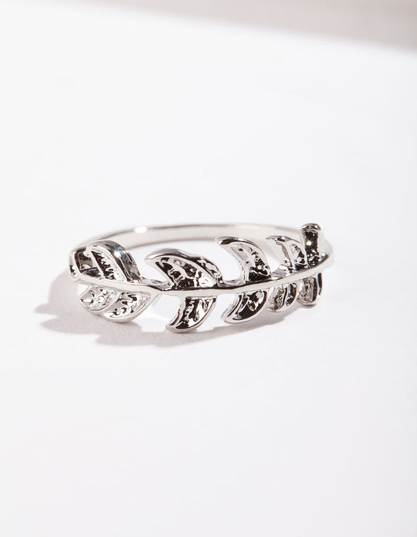 Silver Leaf Band Ring