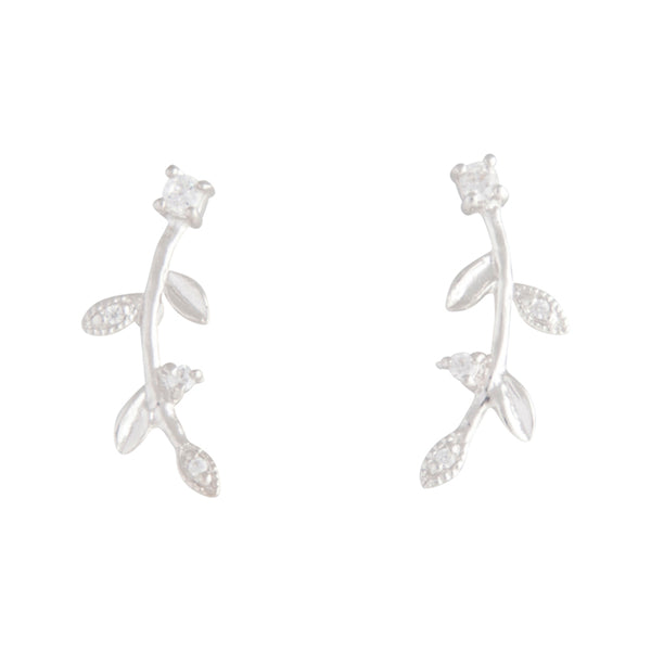 Sterling Silver Diamante Vine Crawler Earrings