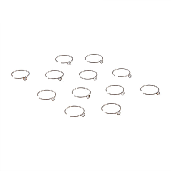 Silver Faux Body Ring Diamante 1Pack