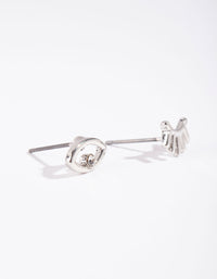 Rhodium Mismatch Wink Wink Stud Earrings - link has visual effect only