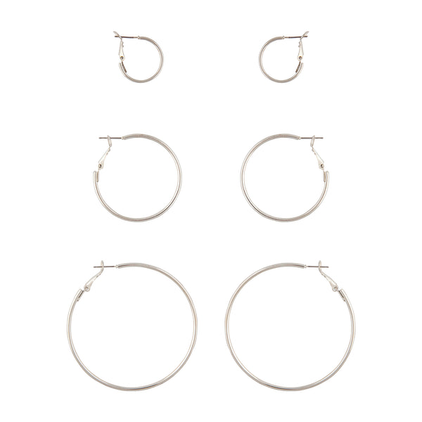 Silver Triple Hoop Earring Pack