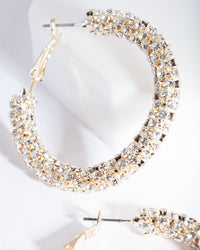 Gold Cup Chain Diamante Hoop Earrings - link has visual effect only