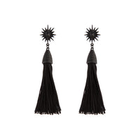 Black String Tassel Drop Earrings - link has visual effect only