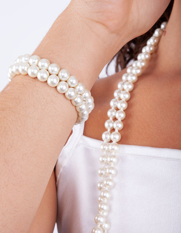 Long Strand Pearl Bracelet Necklace Set Lovisa
